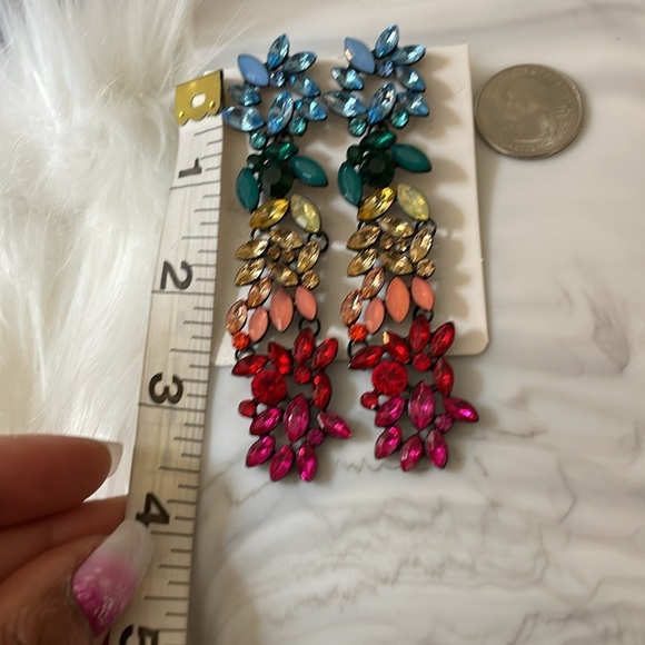 Colorful Crystal Drop Earrings - Picture 10 of 12